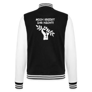 Gegen Krieg Für Frieden - College-Sweatjacke - Schwarz/Weiß - Hinten - Marisol (170cm)