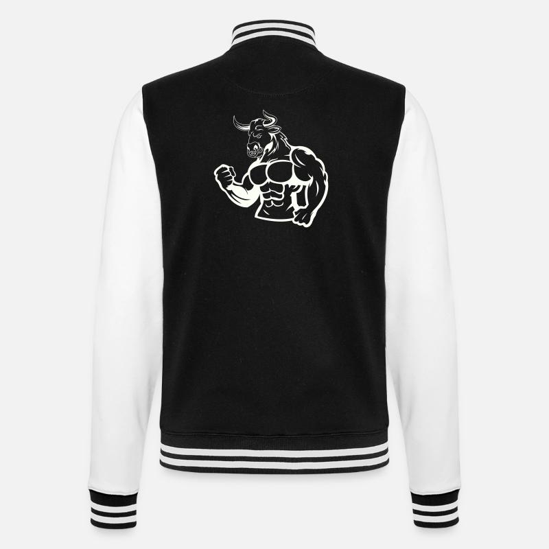 Kraftbulle Muskelheld - College-Sweatjacke - Schwarz/Weiß