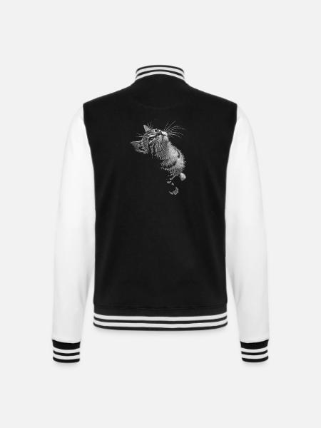 Graustufen Katzenschnurrer Blick - College-Sweatjacke - Schwarz/Weiß