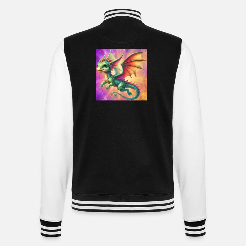 Drache - College-Sweatjacke - Schwarz/Weiß