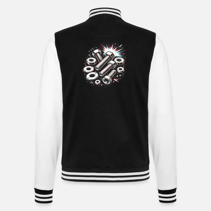 Bolts Nuts Mechanic Tool Design - College Sweat Jacket - black/white