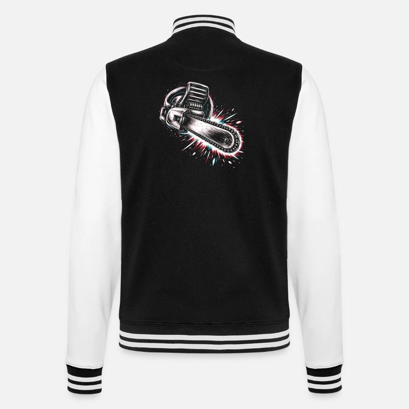 Chainsaw Tool Lumberjack Design - College Sweat Jacket - black/white