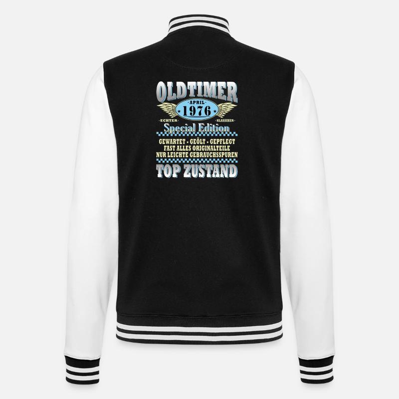 Oldtimer April 1976 Special Edition - College-Sweatjacke - Schwarz/Weiß