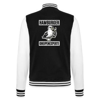 Hamburger Kneipen Experte - College-Sweatjacke - Schwarz/Weiß - Hinten - Marisol (170cm)