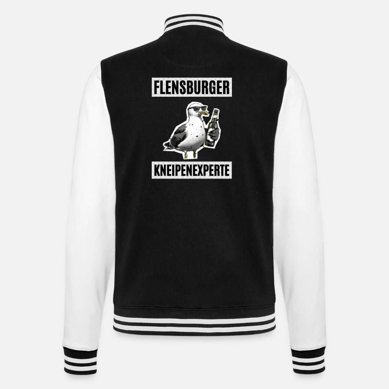 Flensburger Kneipen Experte - College-Sweatjacke - Schwarz/Weiß