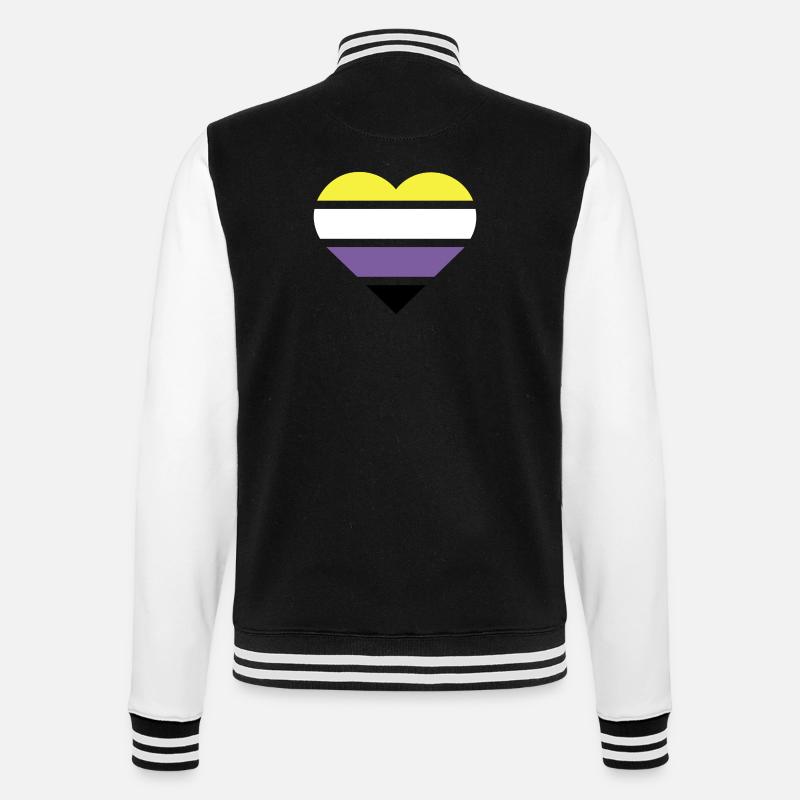 Pride Flag Heart · Nonbinary - College Sweat Jacket - black/white