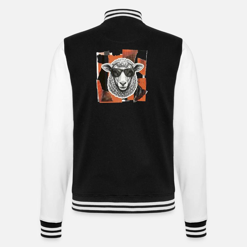 Schaf Schäfchen - College-Sweatjacke - Schwarz/Weiß
