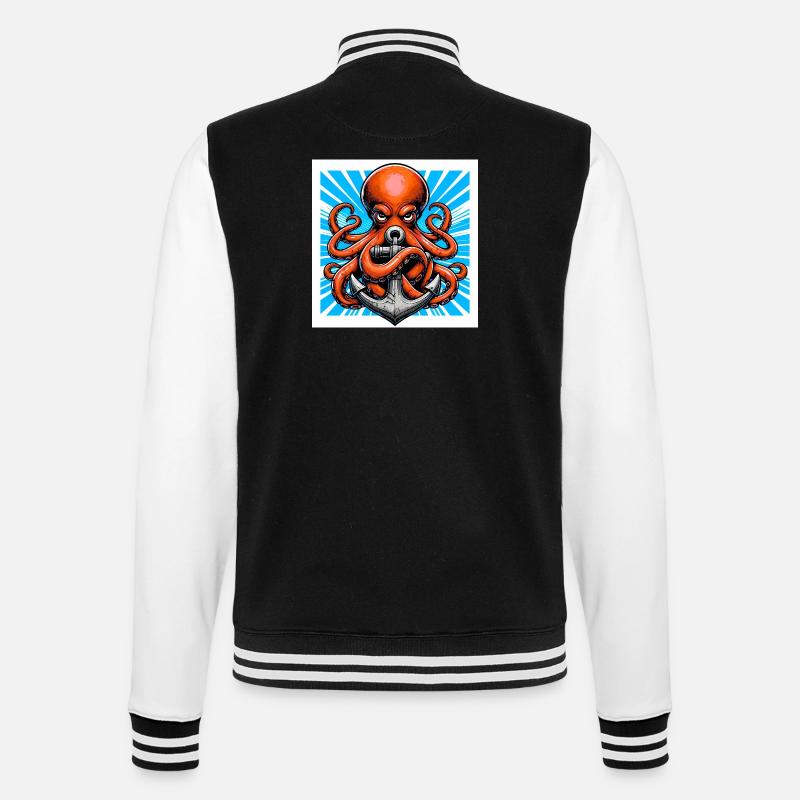 Oktopus umarmt einen Anker - College-Sweatjacke - Schwarz/Weiß