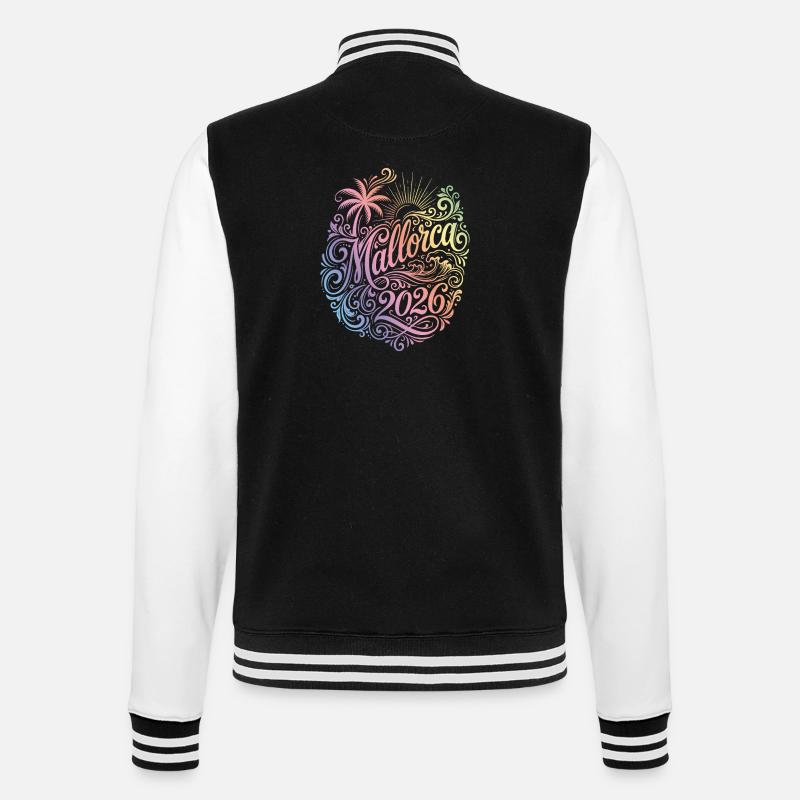 Mallorca 2026 Bunt Palme - College-Sweatjacke - Schwarz/Weiß