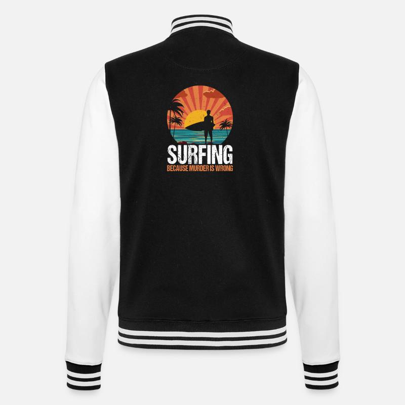 Surfing Retro Surfer Sunset  - College Sweat Jacket - black/white