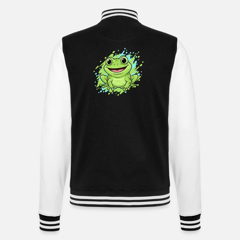 Dessin animé joyeux de grenouilles éclaboussures - Veste Teddy - noir/blanc