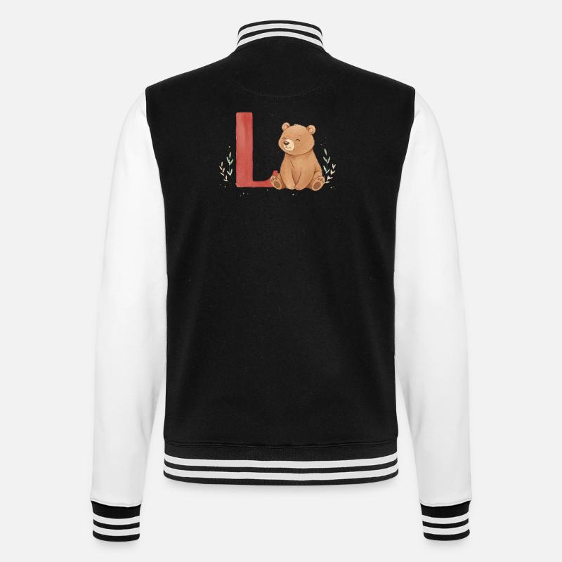 Ours aquarelle avec L rouge - Veste Teddy - noir/blanc