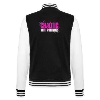 Chaotique avec du potentiel - Drôle de proverbe pour le chaos - Veste Teddy - noir/blanc - Dos - Marisol (170cm)