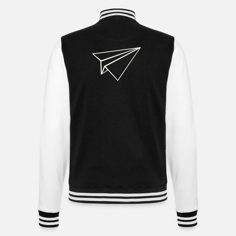 Papierflugzeug Linienkunst - College-Sweatjacke - Schwarz/Weiß