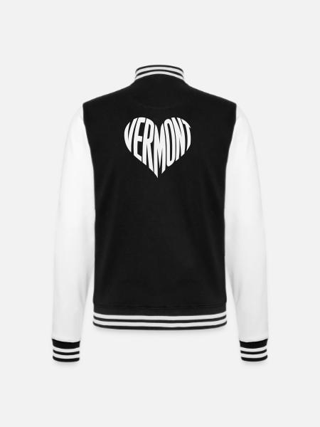 Vermont, USA Heart Typography - College Sweat Jacket - black/white