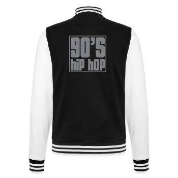 90er Hip-Hop-Raster - College-Sweatjacke - Schwarz/Weiß - Hinten - Marisol (170cm)