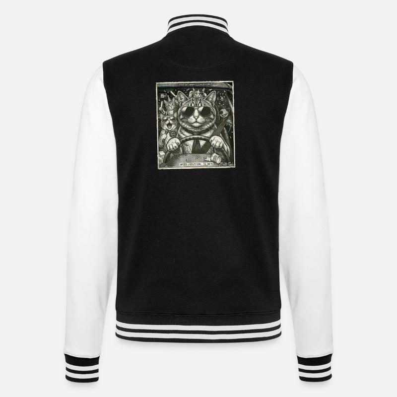 Cat flashed - College Sweat Jacket - black/white