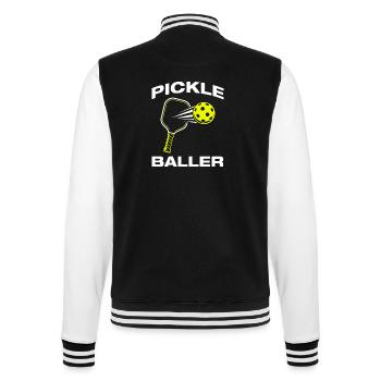 Pickle Baller Funny Pickleball Player - College Sweat Jacket - black/white - Back - Marisol (170cm)