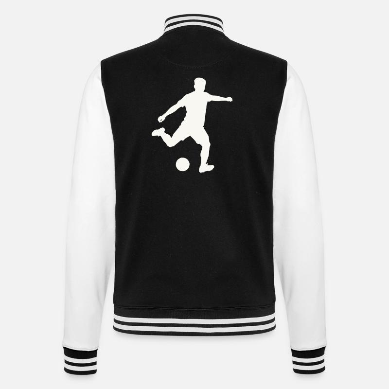 Kicker-Silhouette in Bewegung - College-Sweatjacke - Schwarz/Weiß