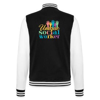 Social Worker Quote Unique Social Work - College-Sweatjacke - Schwarz/Weiß - Hinten - Marisol (170cm)