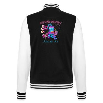Retro 90s never forget - College Sweat Jacket - black/white - Back - Marisol (170cm)