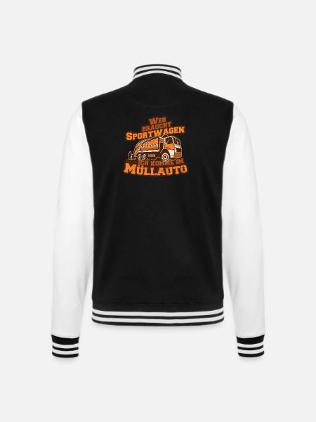 Müllauto Spruch - College-Sweatjacke - Schwarz/Weiß