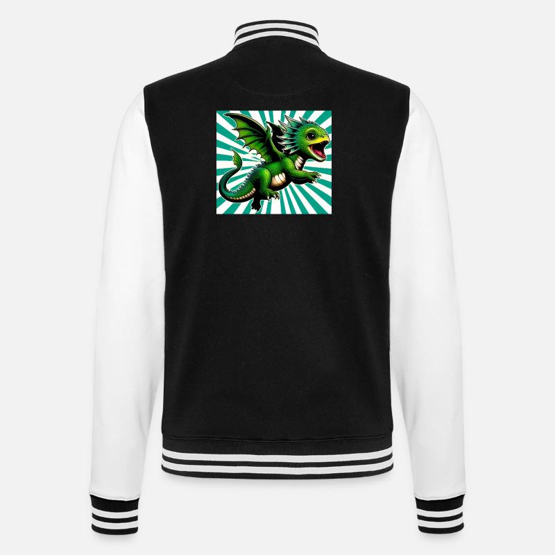 Drache - College-Sweatjacke - Schwarz/Weiß
