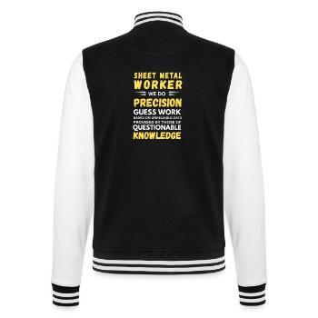 Sheet Metal Worker Definition - Funny Tradesman - College Sweat Jacket - black/white - Back - Marisol (170cm)