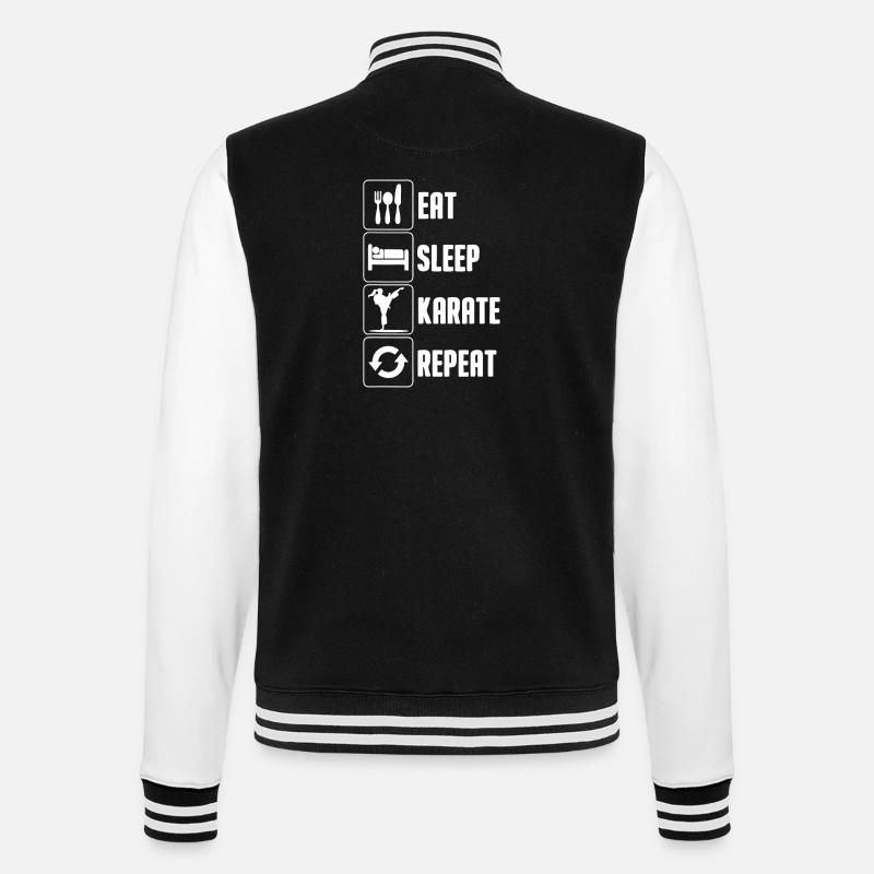 Eat Sleep Karate Repeat - College Sweat Jacket - black/white