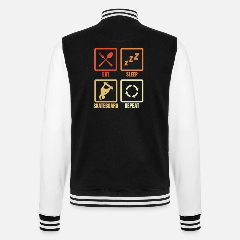 Eat Sleep Skateboard Repeat - College Sweat Jacket - black/white