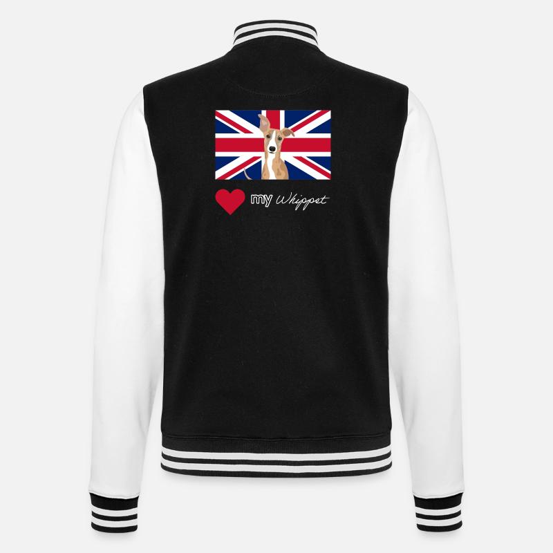 LUVMYWHIPPET (White) - College Sweat Jacket - black/white
