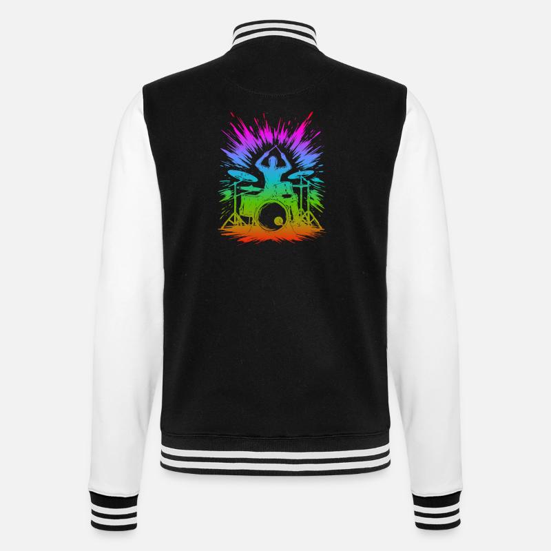 Rainbow Drum Splash - College Sweat Jacket - black/white