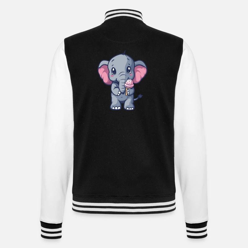 Kleiner Elefant Eiscreme Freund - College-Sweatjacke - Schwarz/Weiß