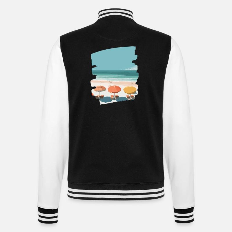 Palmiers de mer de plage - Veste Teddy - noir/blanc