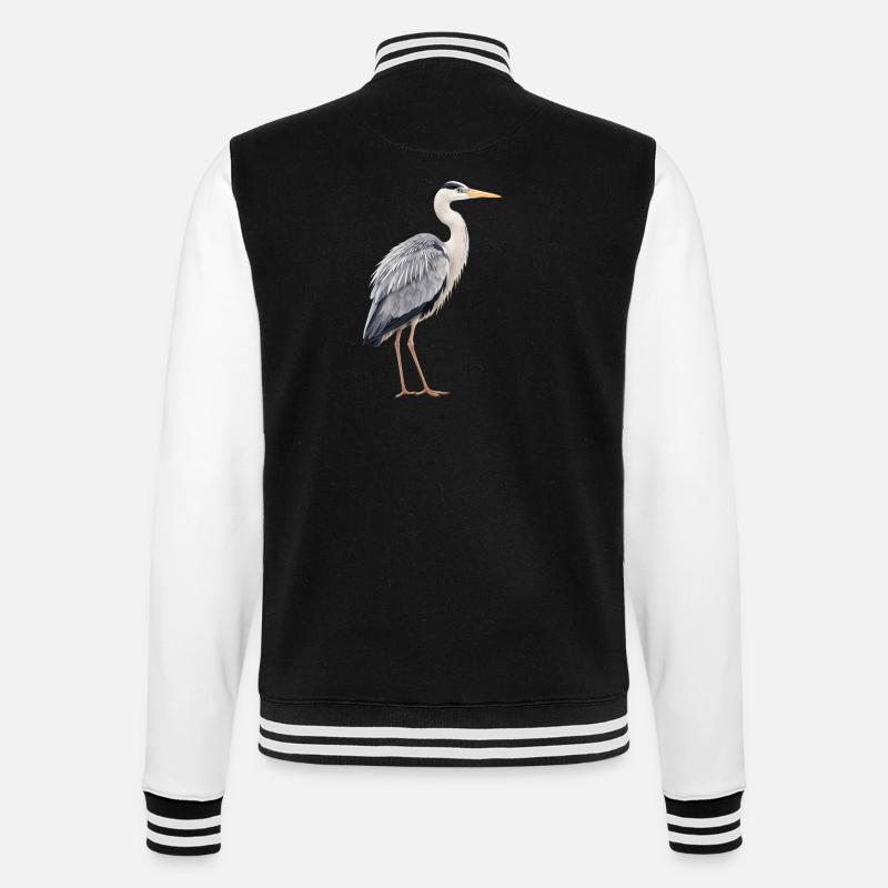 Realistic Grey Heron - College Sweat Jacket - black/white