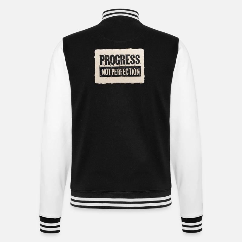 Progress-not-perfection - College Sweat Jacket - black/white