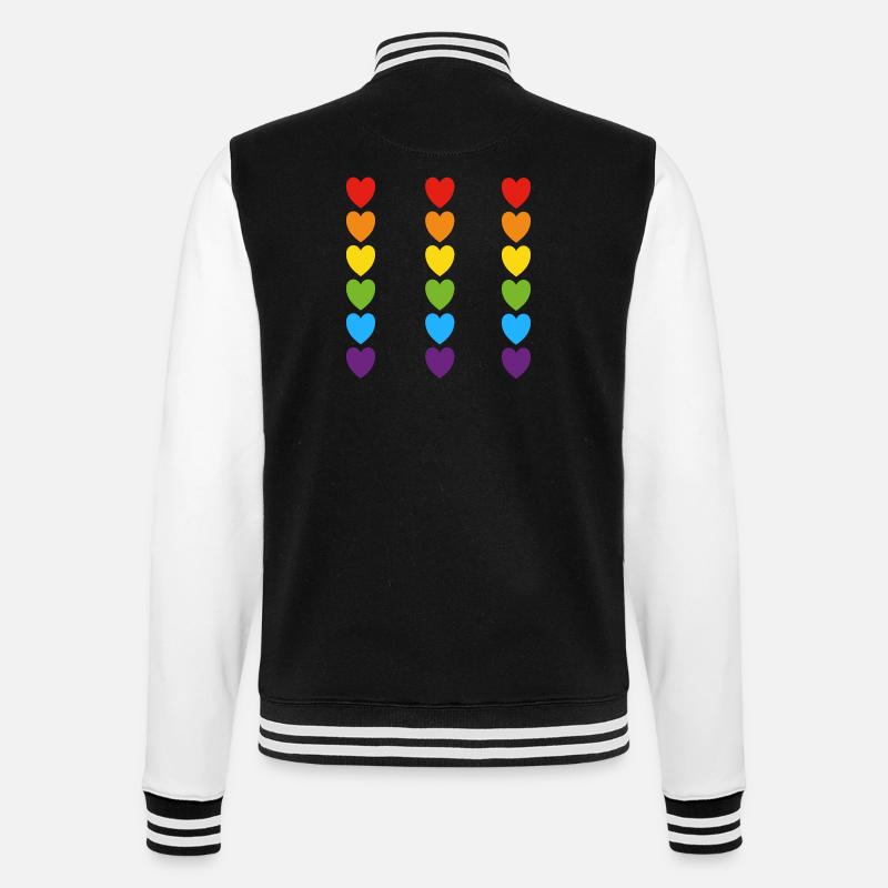 Pride Rainbow Hearts - College Sweat Jacket - black/white
