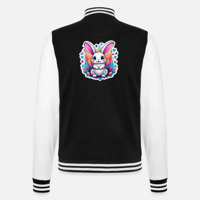 Adorable Rainbow Bunny - College Sweat Jacket - black/white