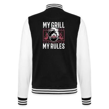 BBQ Grilling Meat Smoking Barbecue - College Sweat Jacket - black/white - Back - Marisol (170cm)
