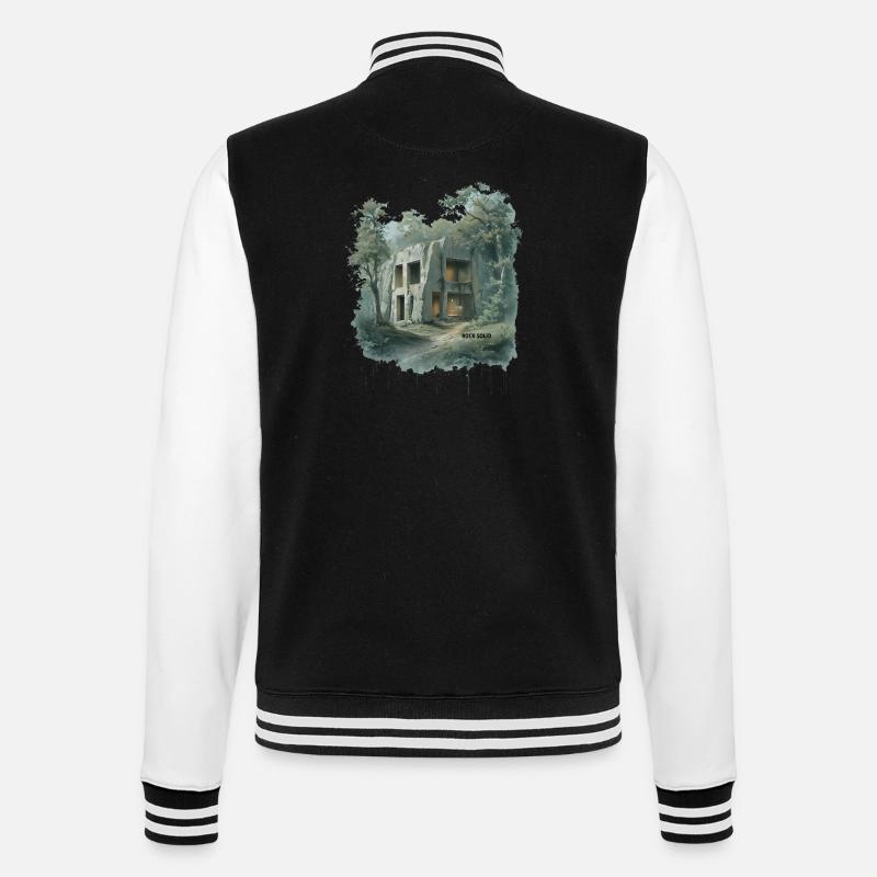 ROCK SOLID - Croquis d’architecture grottère moderne - Veste Teddy - noir/blanc