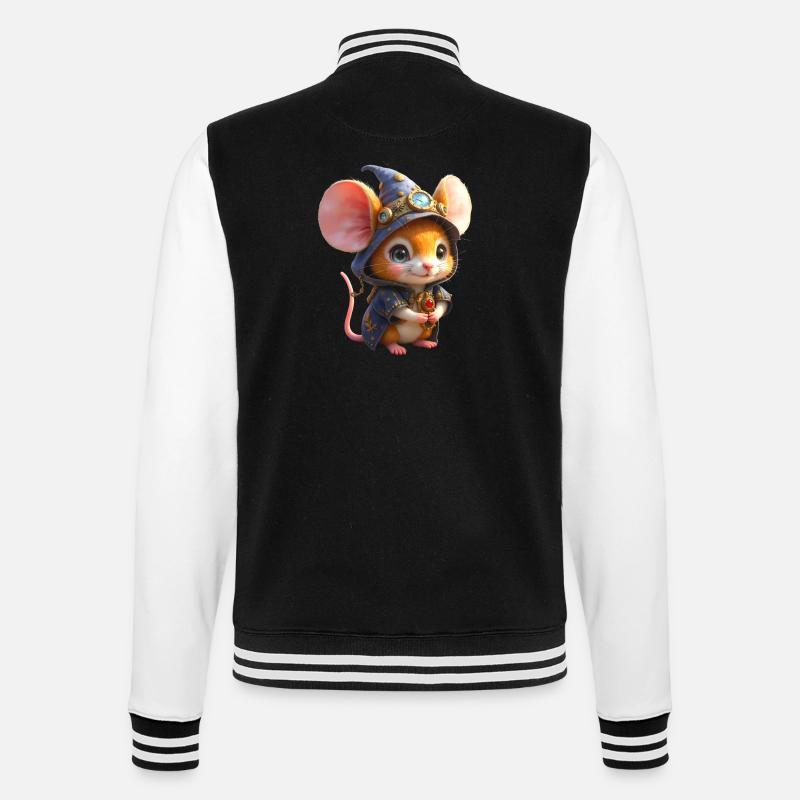 Blue Steampunk Wizard Mouse - College Sweat Jacket - black/white