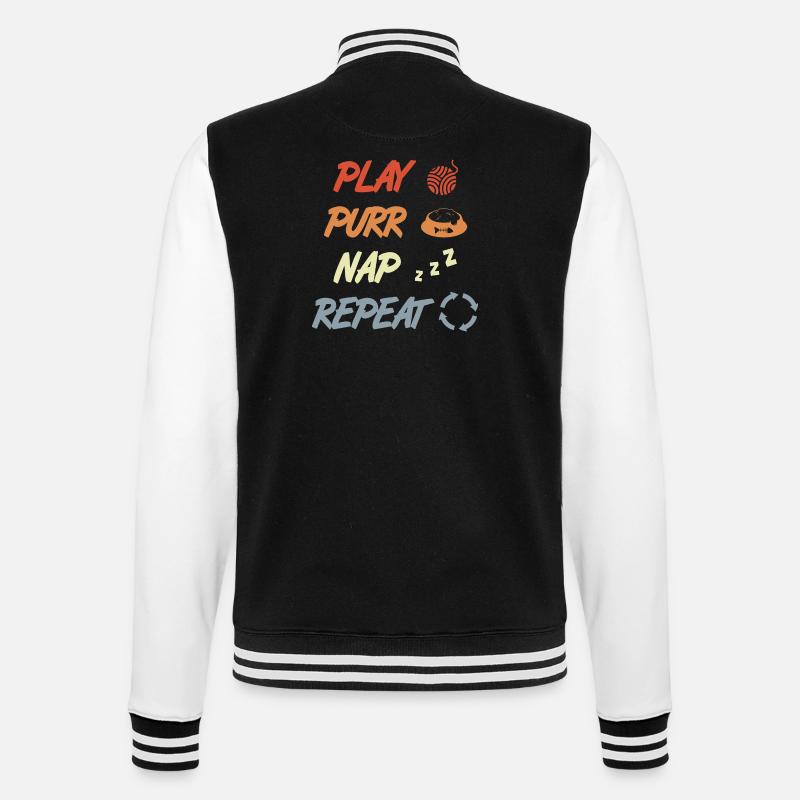 Play Purr Sleep Repeat - College Sweat Jacket - black/white