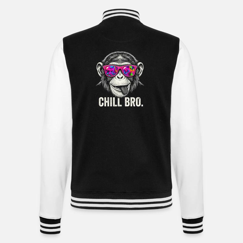 Vibrant Monkey with Neon Sunglasses - College Sweat Jacket - black/white