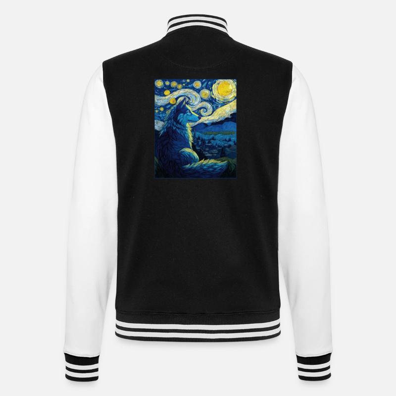Wolf - College Sweat Jacket - black/white