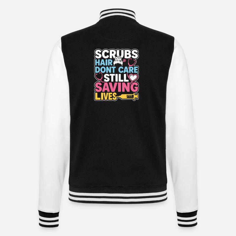 Night Shift Nurse, Tired - College Sweat Jacket - black/white