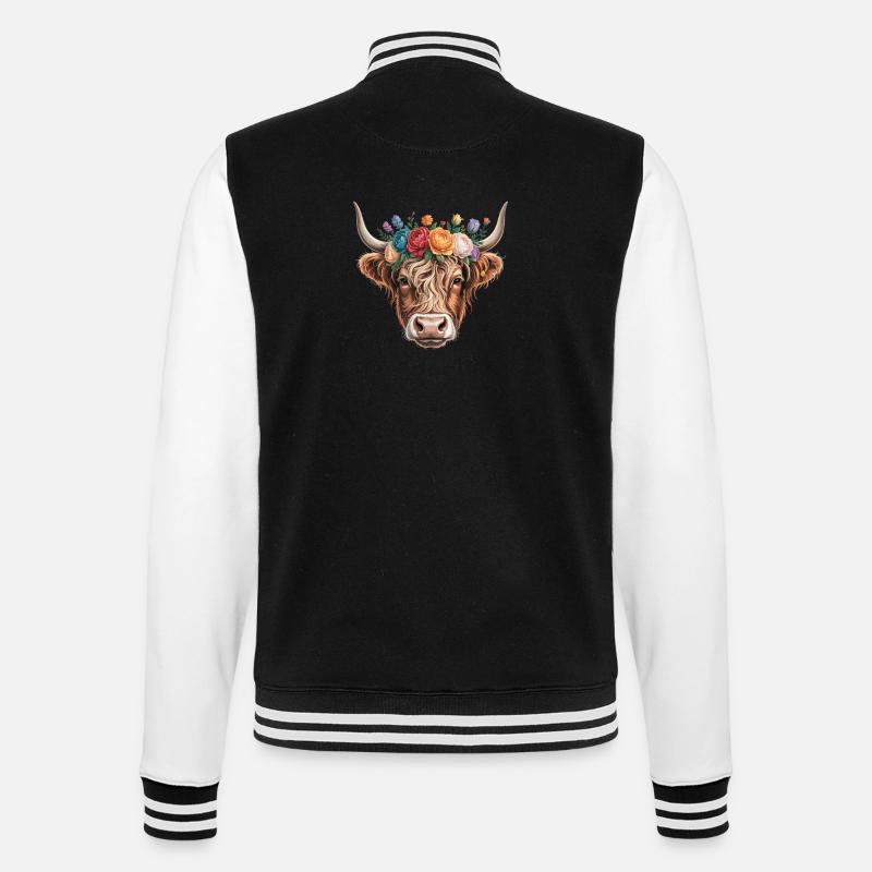 Vache à couronne de fleurs - Veste Teddy - noir/blanc