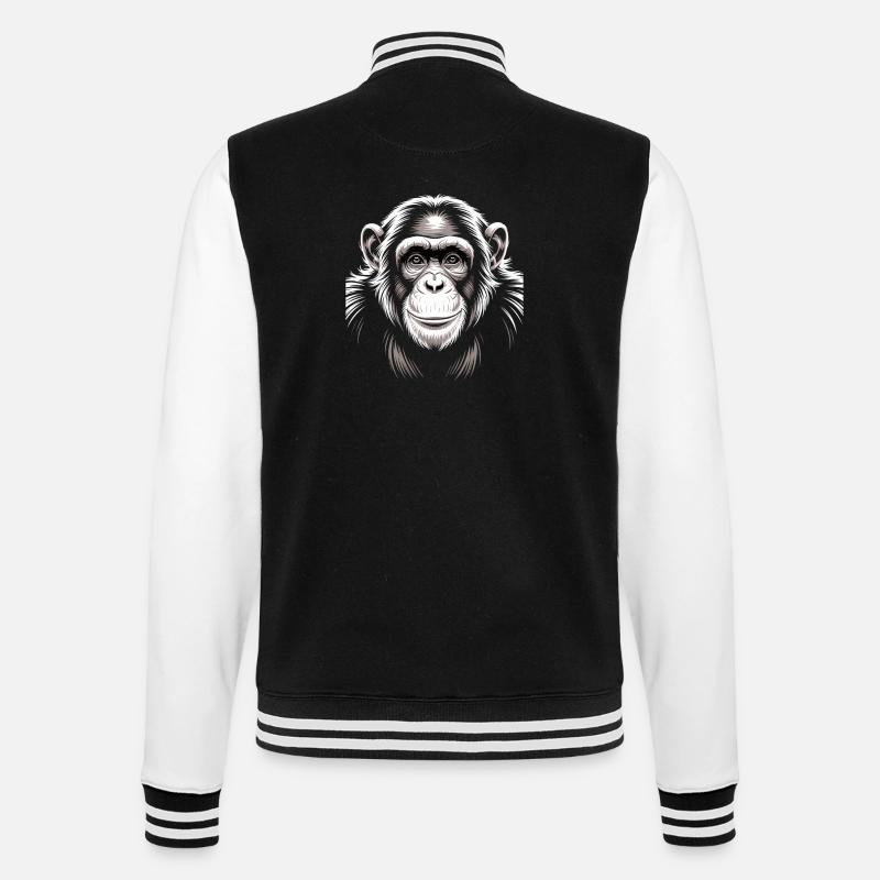 Monkey Chimpanzee - College Sweat Jacket - black/white