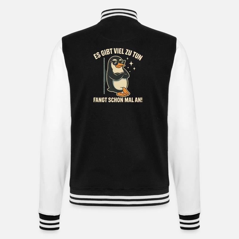 Pinguin mit Sonnenbrille Statement - College-Sweatjacke - Schwarz/Weiß