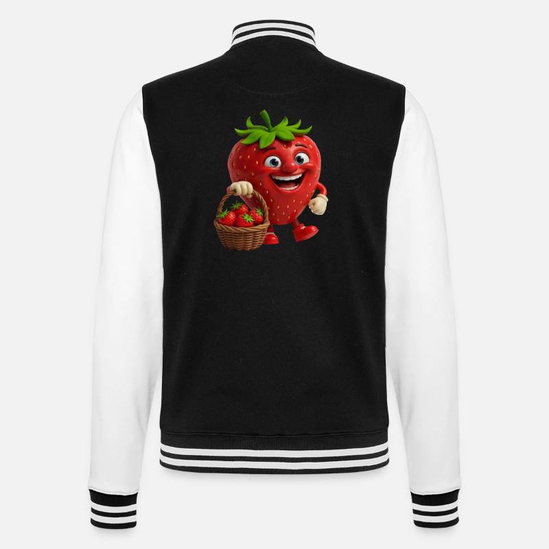 Fraise avec visage - Veste Teddy - noir/blanc