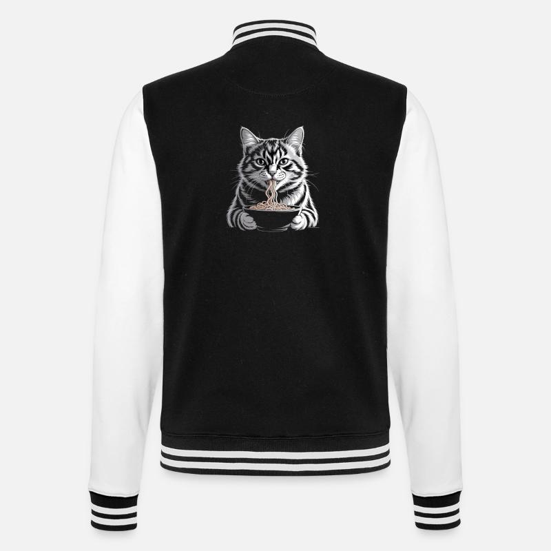 Cat Eats Ramen - College Sweat Jacket - black/white